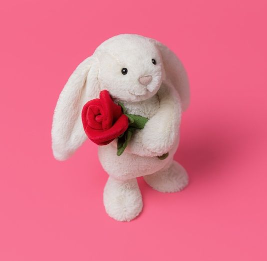 Jellycat Cream Bunny with rose