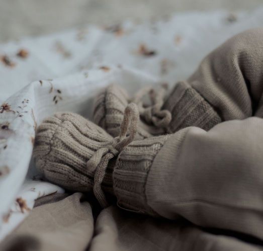 Moalie babyslofjes gebreid newborn merinowol 0-3 maanden