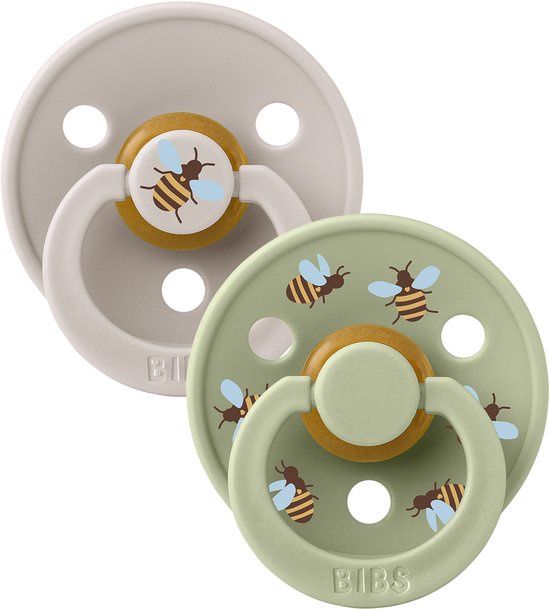 Bibs 2-pack rond studio collection Bumblebee, Kleur: mushroom mix, Maat: 1