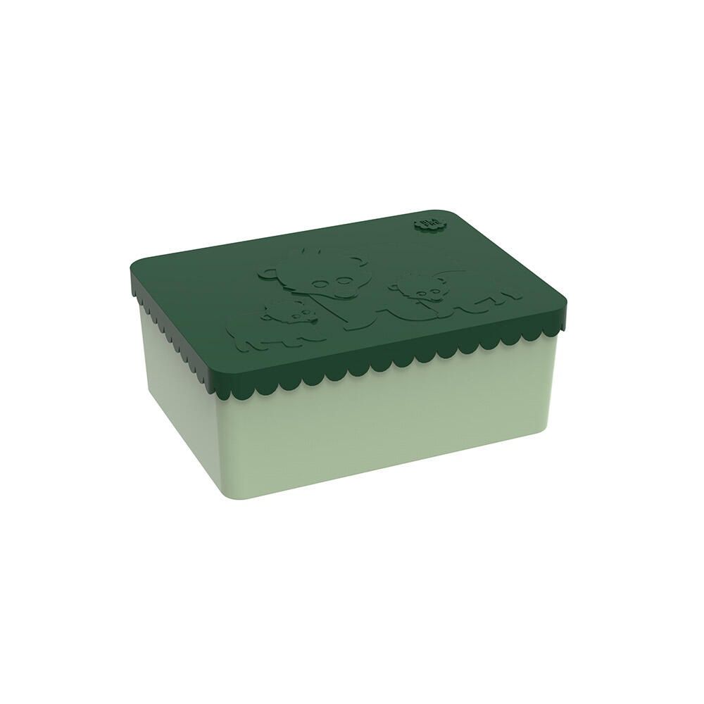 Blafre broodtrommel deksel met beer, Kleur: donkergroen/lichtgroen