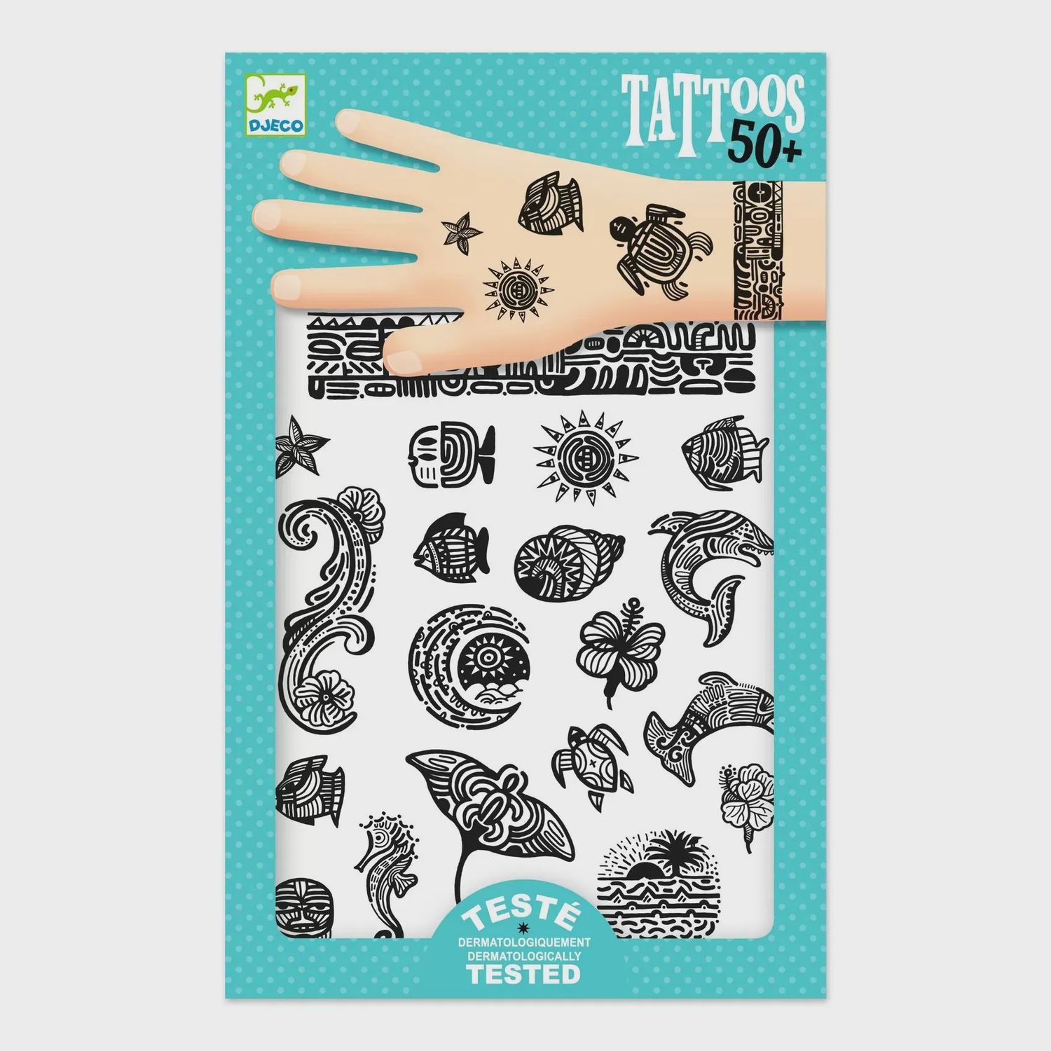 Djeco tattoos 50+ st, Kleur: Polynesië