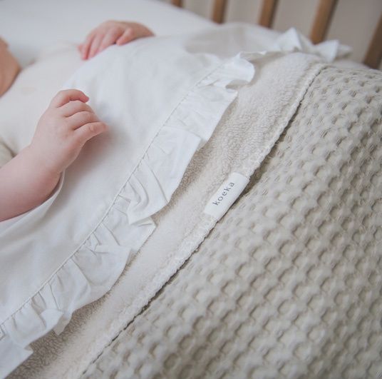 Koeka wiegdeken Oslo teddy/wafel, Kleur: natural/pebble