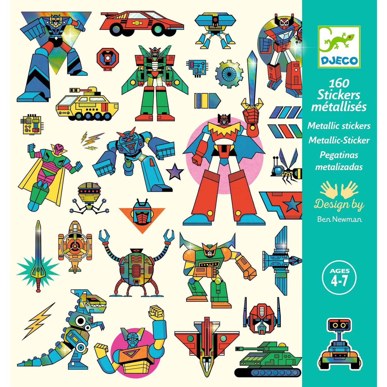 Djeco stickers set van 160 st met glans, Kleur: superhelden