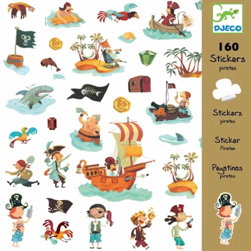Djeco stickers set van 160 st, Kleur: piraten