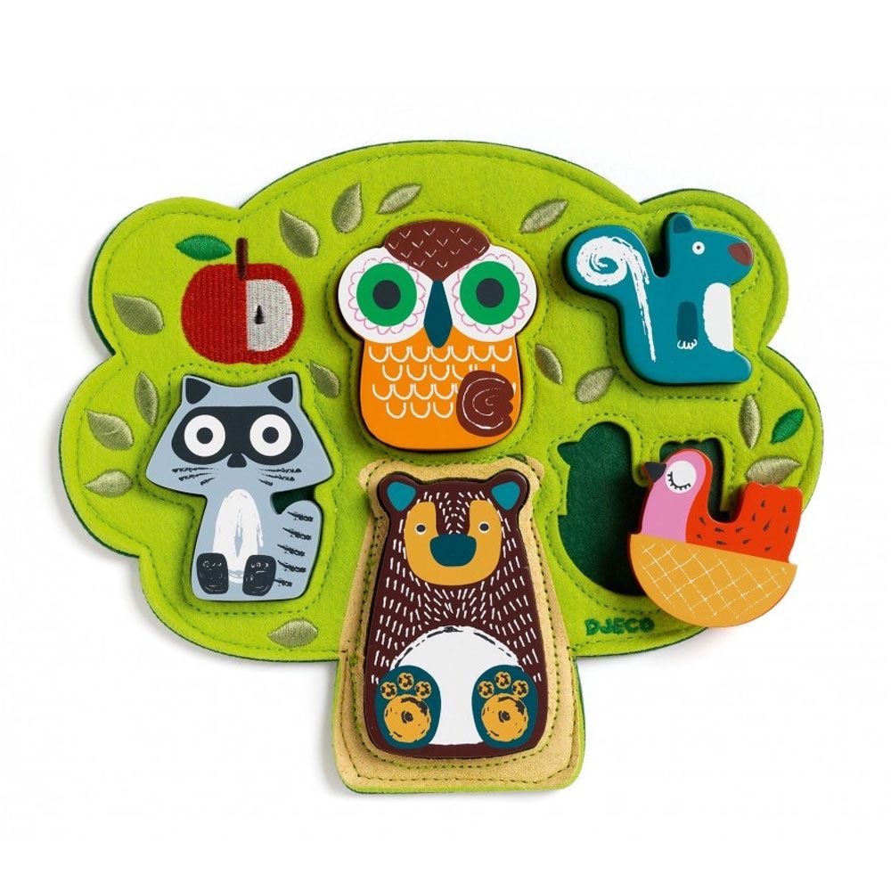 Djeco puzzel vilt met hout 12+ mnd, Kleur: Oski bosdieren