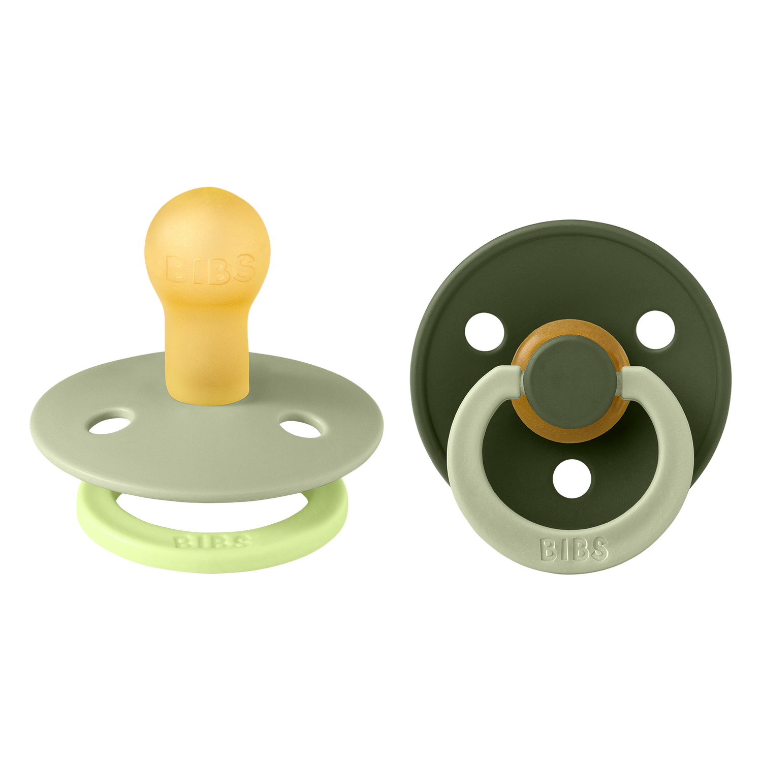 Bibs 2-pack rond Studio Colour Fusion, Kleur: sage/hunter green, Maat: 1