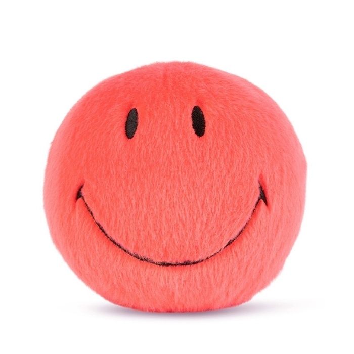 Bon Ton Toys x Smiley knuffel fuzzy eco 13 cm, Kleur: bright coral