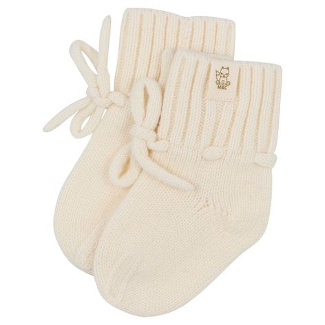 Moalie babyslofjes gebreid merino/cashmere 0-12 maanden, Kleur: cream