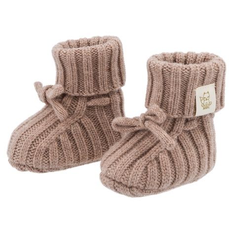 Moalie babyslofjes gebreid newborn merinowol 0-3 maanden, Kleur: clay