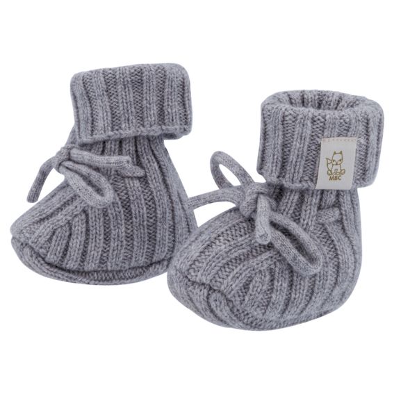 Moalie babyslofjes gebreid newborn merino/cashmere 0-3 maanden, Kleur: stone grey