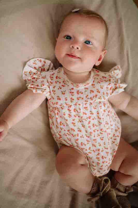 Riffle Amsterdam romper korte mouw Lisa pointelle blossom S26