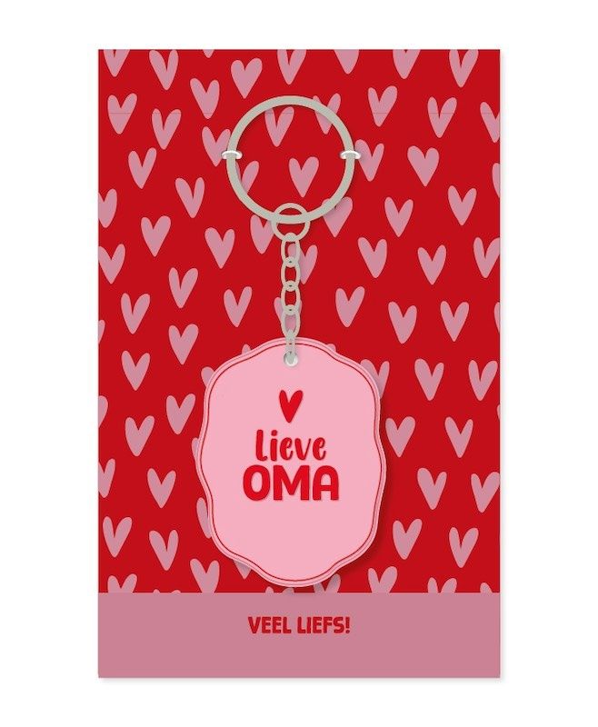 KP sleutelhanger Lieve oma ovaal roze