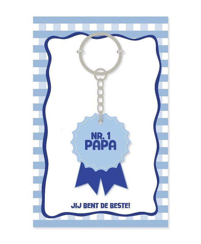KP sleutelhanger Papa nr. 1 blauw rozet