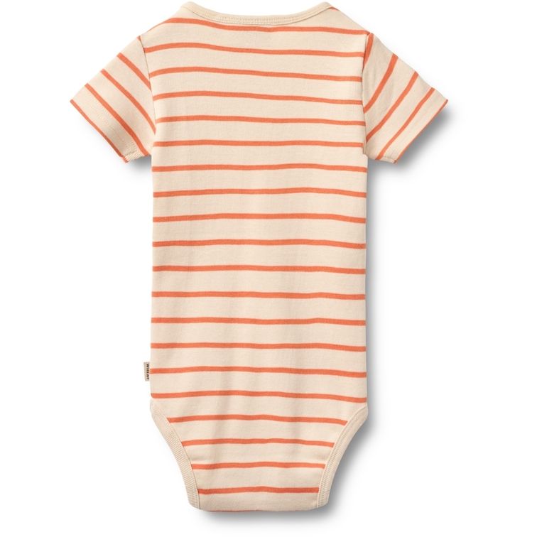 Wheat romper korte mouw Edvald gestreept orange stripe S26