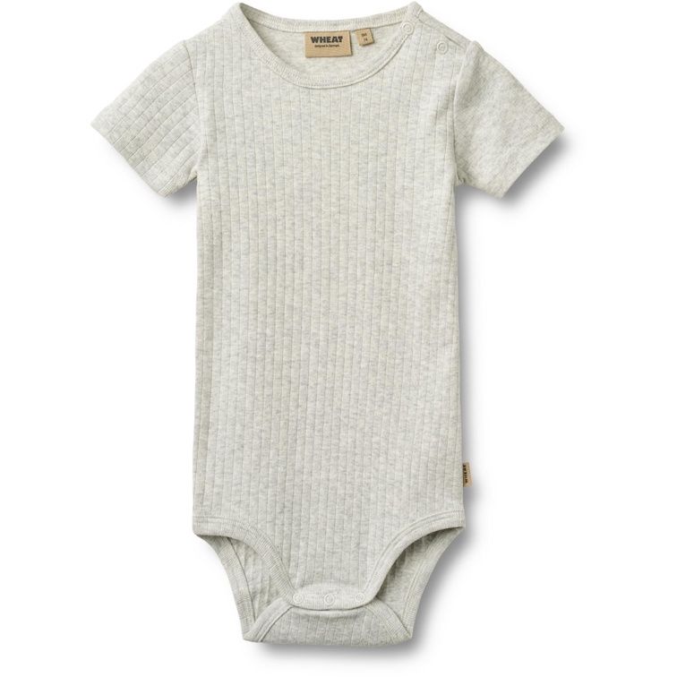 Wheat romper korte mouw Edvald melange grey S26, Maat: 56