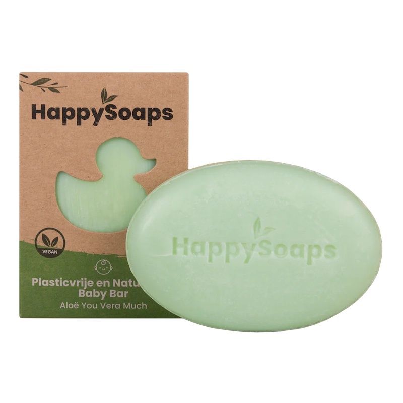 Happy Soaps baby shampoo en body wash bar aloë you vera much