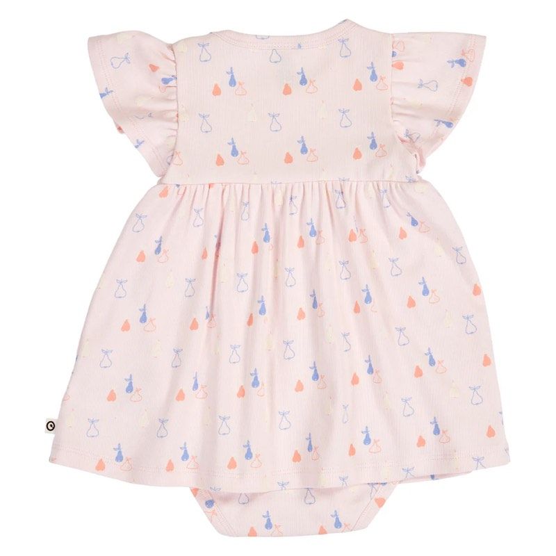 Musli jurkromper Picnic frill met print peren in de kleur primrose/shell blue/ tofu S26
