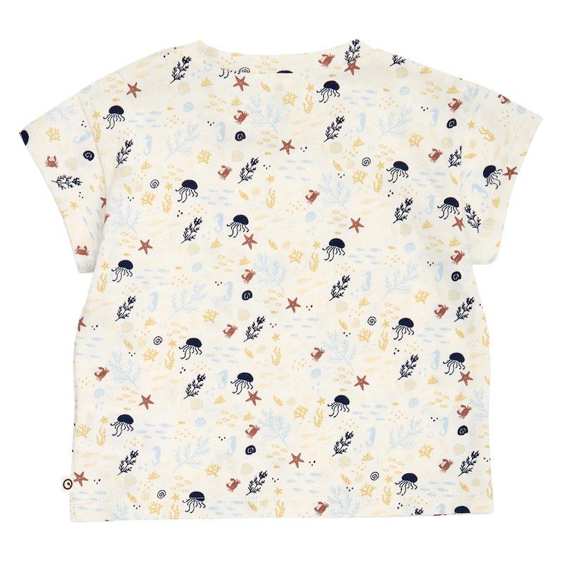 Musli t-shirt korte mouw Sea met print zeedieren in de kleur tofu/ hemp/navy S26