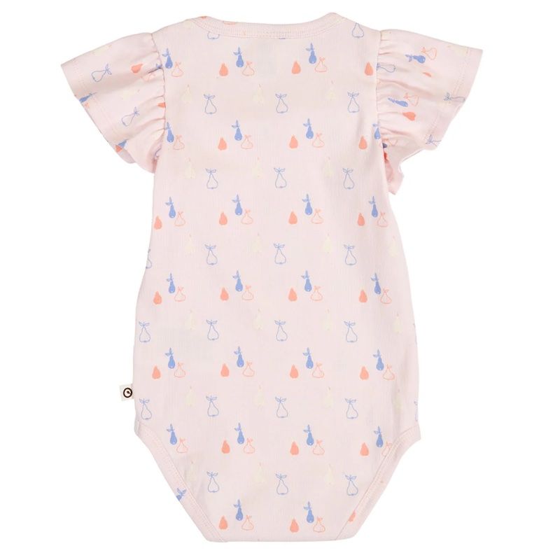 Musli romper korte mouw Picnic frill met print peren in de kleur primrose/shell blue/ tofu S26