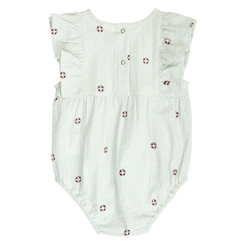 Musli romper seersucker stripe frill in kleur tofu/ocean/mineral red S26