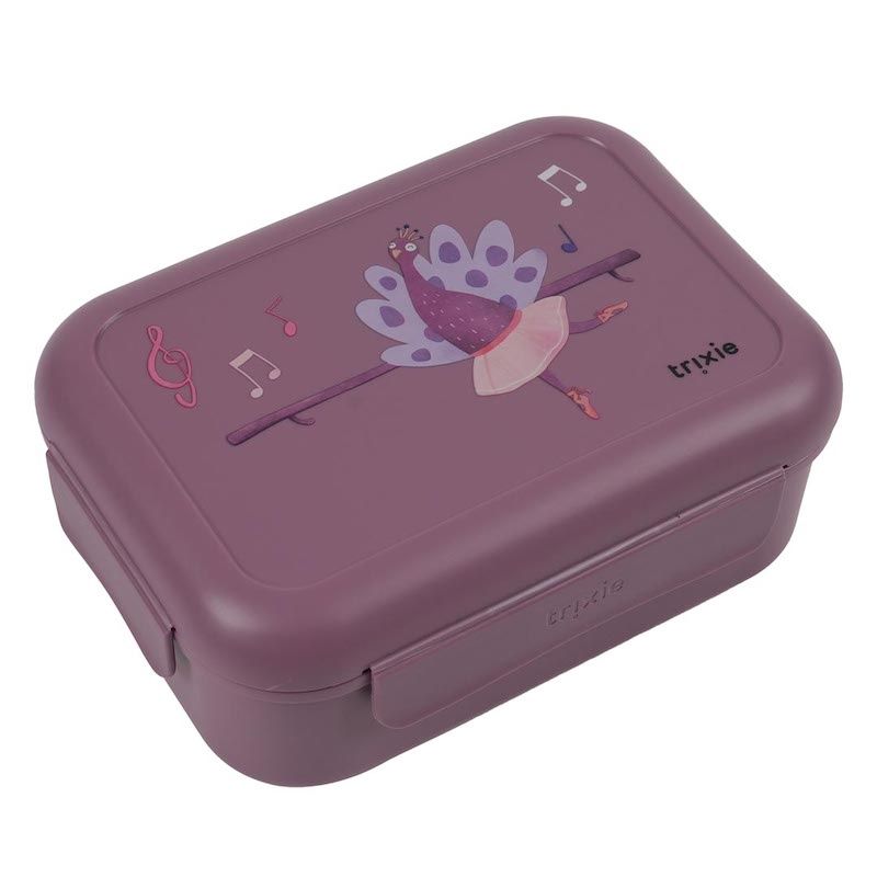Trixie broodtrommel met clips pauw
