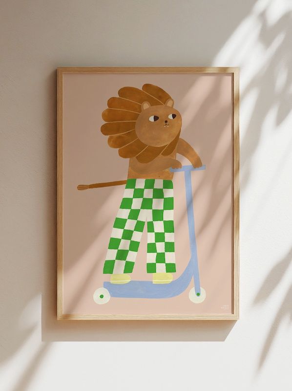 Aniek Bartels poster A3 Skating lion on step