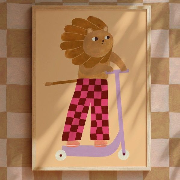 Aniek Bartels poster A3 Skating lion on step sweet