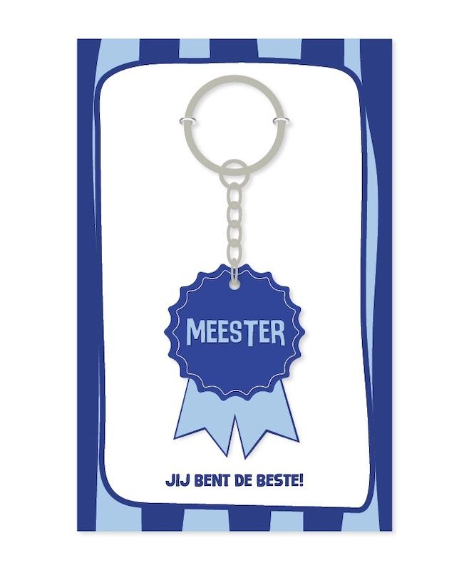 KP sleutelhanger Meester blauw rozet