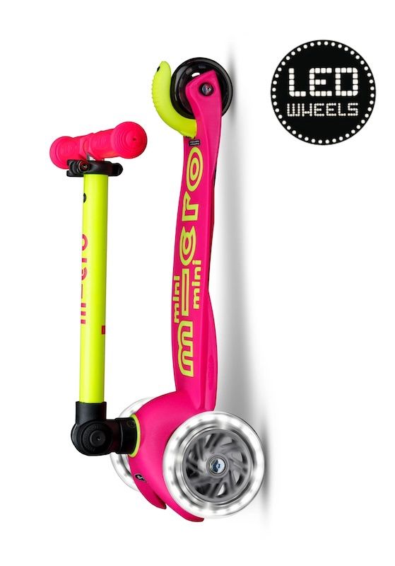 Microstep Mini Deluxe LED inklapbaar roze/geel neon