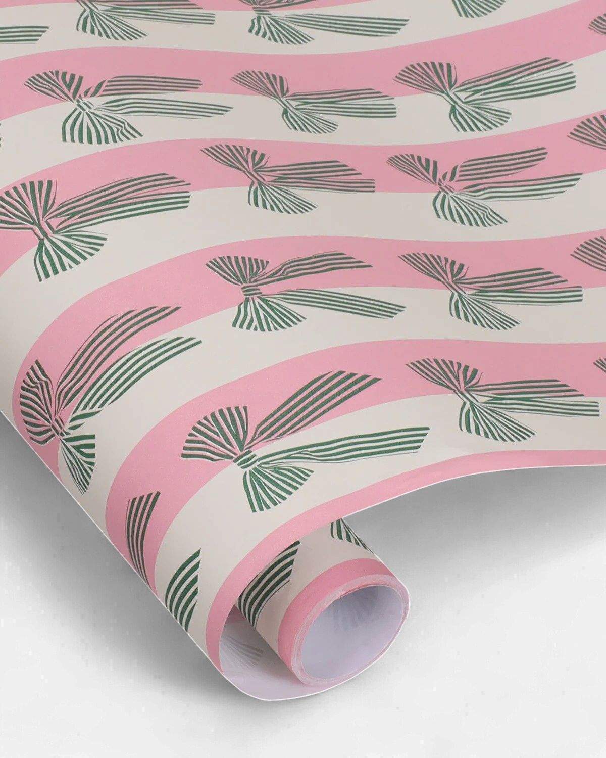 Kadopapier rol Big bow and stripes forest green