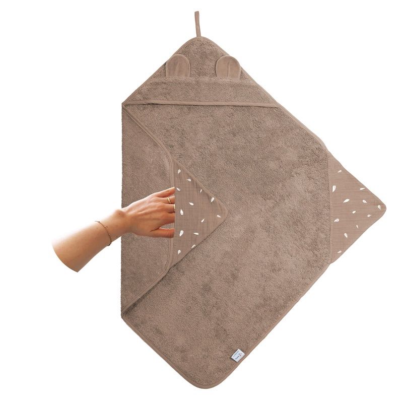 Nifty badcape 2-in-1 met oortjes mocha