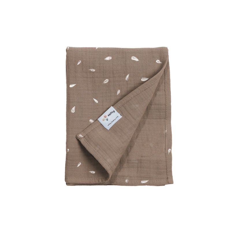 Nifty swaddle met druppelprint mocha