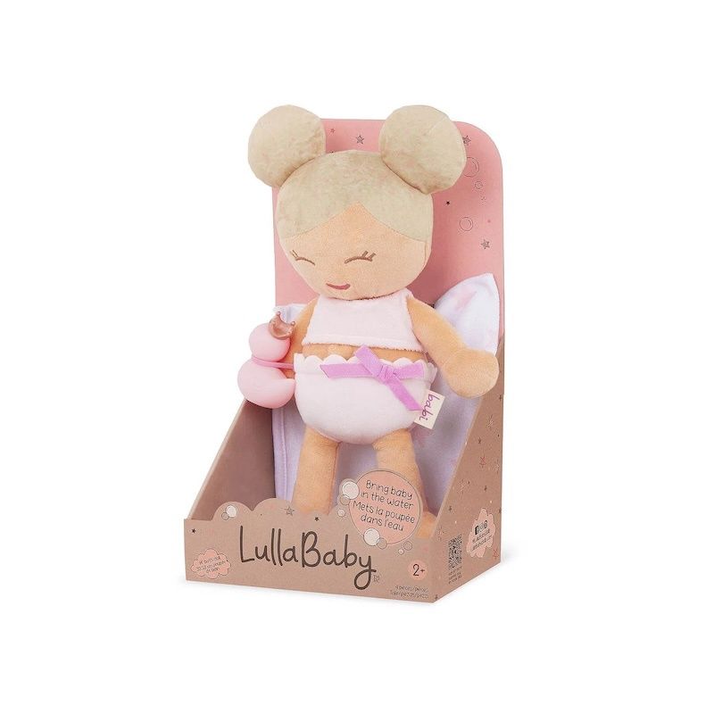 Lullababy badpop blond haar met handdoek en badeendje