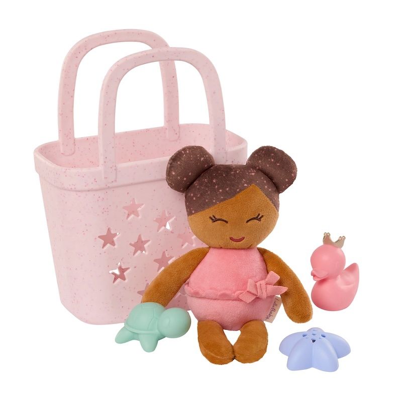 Lullababy badpop bruin haar met mandje