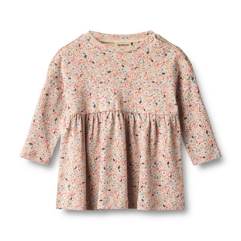 Wheat jurk Emmy met bloemenprint grey cloud flowers W26, Maat: 62