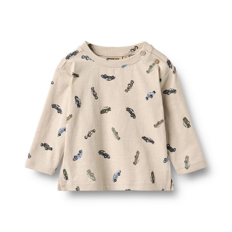 Wheat shirt lange mouw Ebbe  cars met autoprint W26, Maat: 62