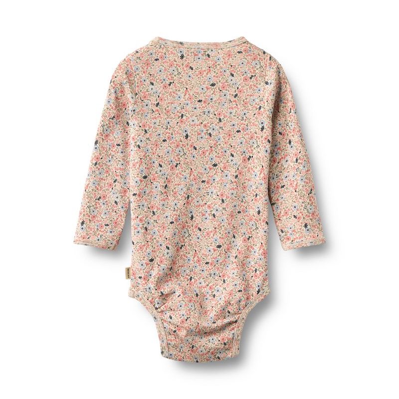 Wheat romper lange mouw Liv met bloemenprint grey cloud flowers W26