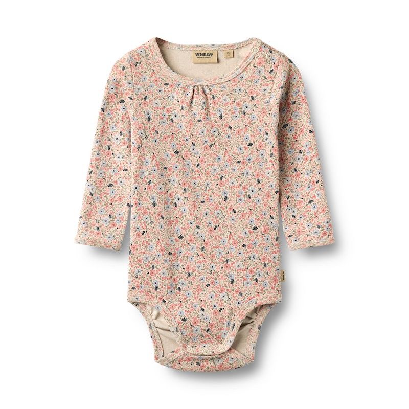 Wheat romper lange mouw Liv met bloemenprint grey cloud flowers W26, Maat: 56