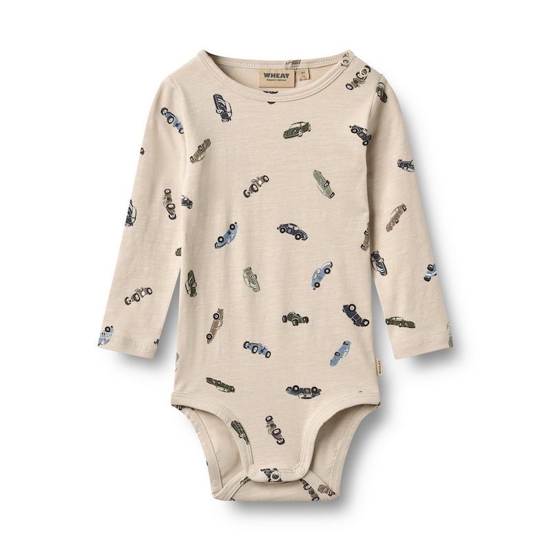 Wheat romper lange mouw Freddie cars met autoprint W26, Maat: 56
