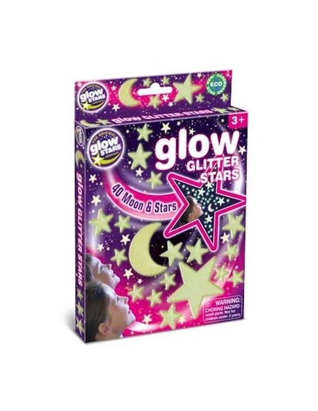 Glow Stars glitter sterren en  maan 40 stuks