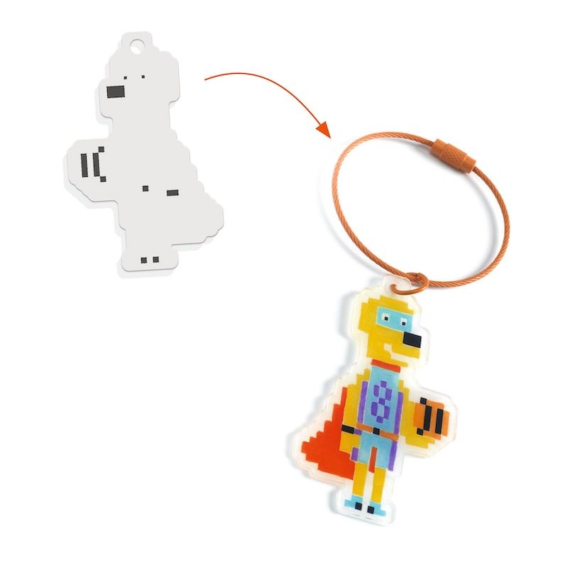 Djeco knutselpakket diy sleutelhangers Pixel-helden 6-10 jaar