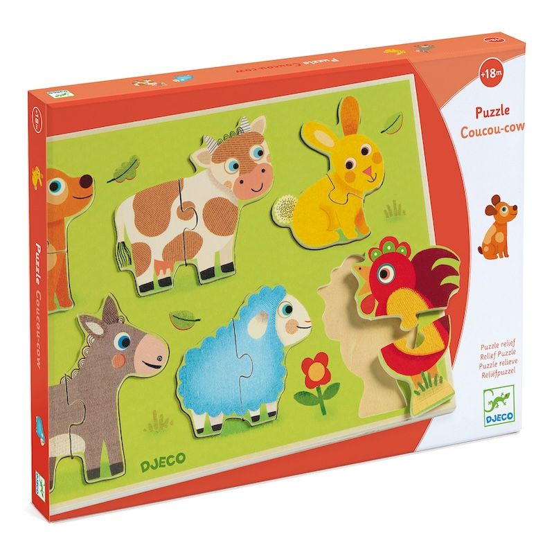 Djeco puzzel hout Coucou Cow boerderij 18 mnd+