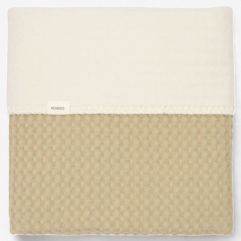 Koeka ledikantdeken Amsterdam wafel cotton fleece kleur olive
