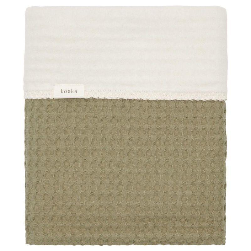 Koeka ledikantdeken Amsterdam wafel cotton fleece kleur moss