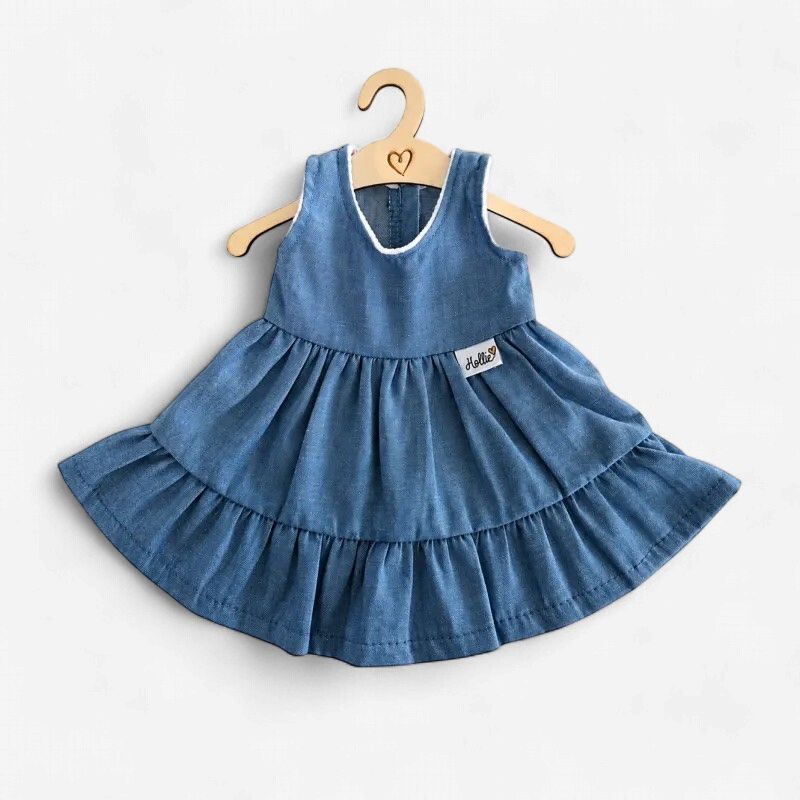 Hollie poppenkleding jurk Beach kleur soft denim