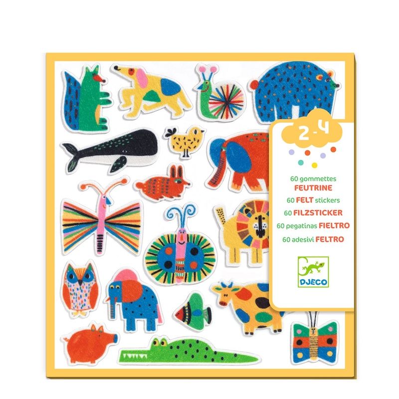 Djeco vilten stickers Dieren overal 18 mnd+