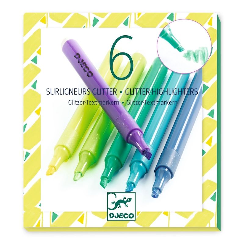 Djeco glitter markeerstiften set van 6 Mojito 6 jaar+