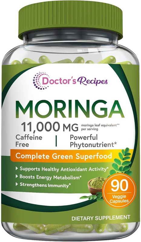 Doctor's Recipes Moringa 11,000 mg Strength, Complete Green Superfood, Natural