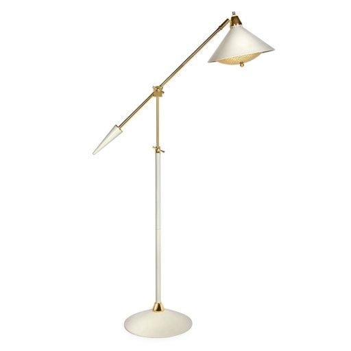 Floor Lamp, Colour: WHITE &amp; BRASS, Season: CORE, Size: One Size