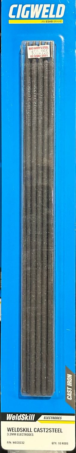 Cigweld WeldSkill CAST2STEEL 3.2mm X 10 Electrodes